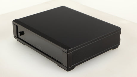 Front right corner of a used Rega FONO MM MK5 Phonostage in a black finish