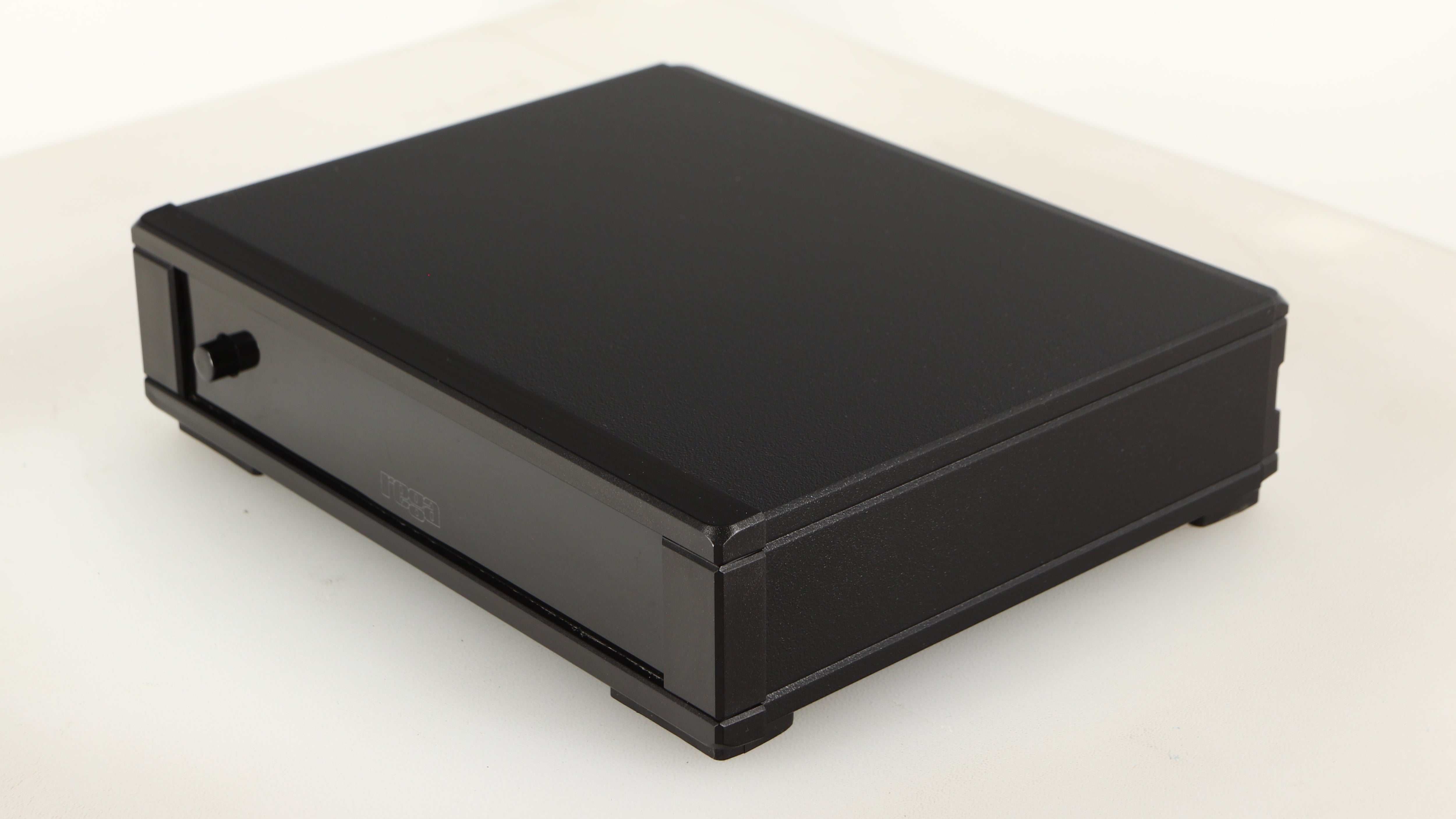 Front right corner of a used Rega FONO MM MK5 Phonostage in a black finish