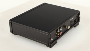 Rear right corner of a used Rega FONO MM MK5 Phonostage in a black finish