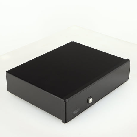 Front left angle of a used Rega FONO MM Phonostage in a black finish