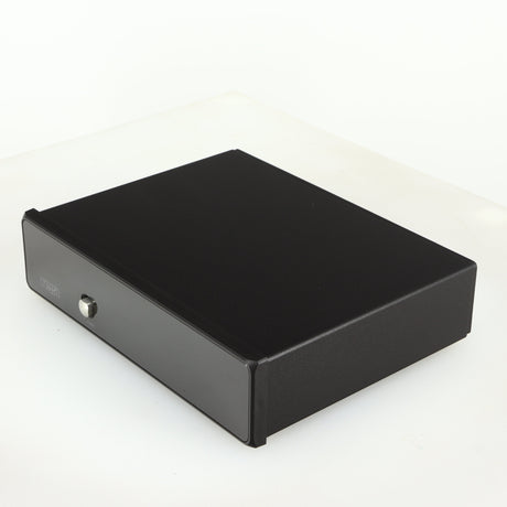 Front right angle of a used Rega FONO MM Phonostage in a black finish