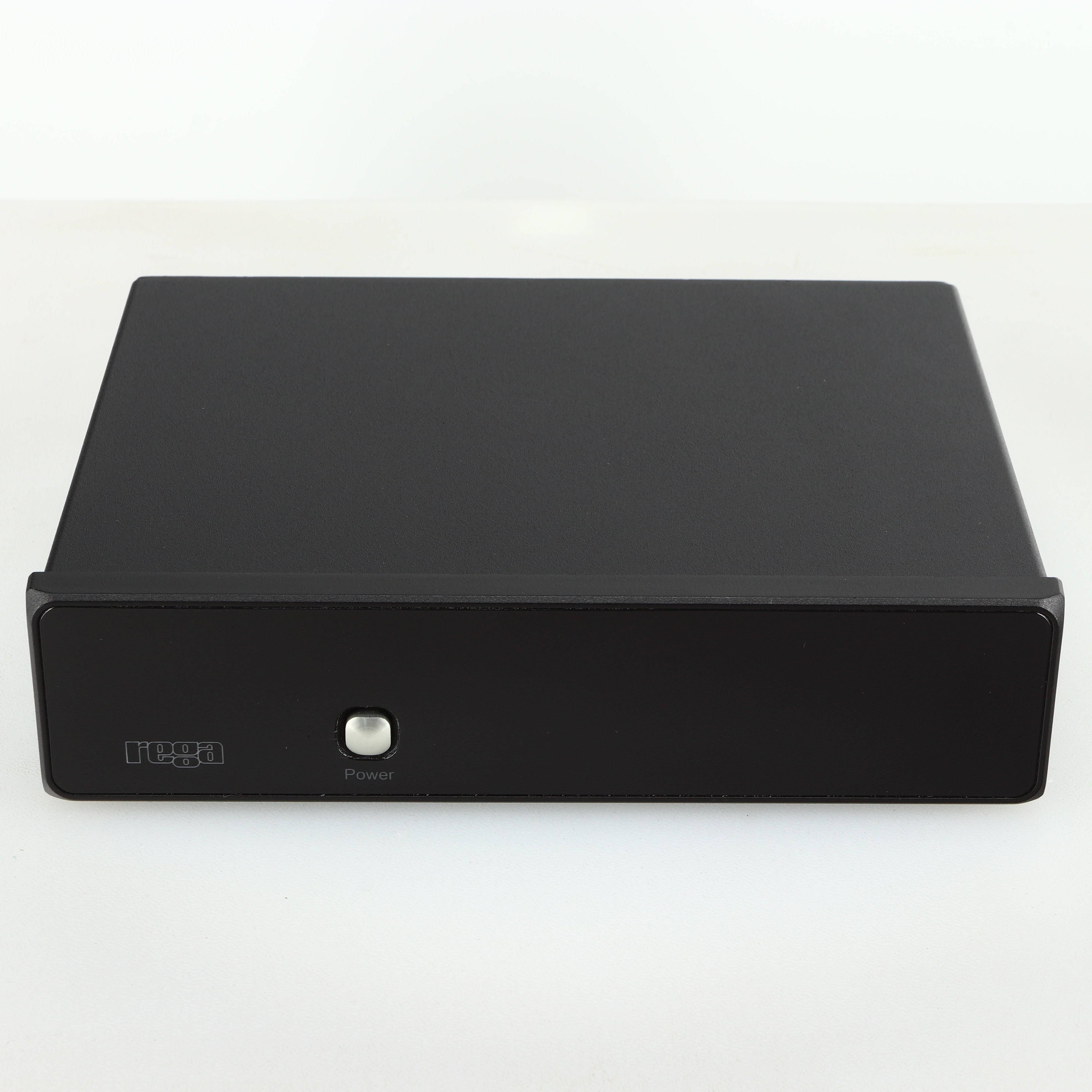 Front view of a used Rega FONO MM Phonostage with a black finish