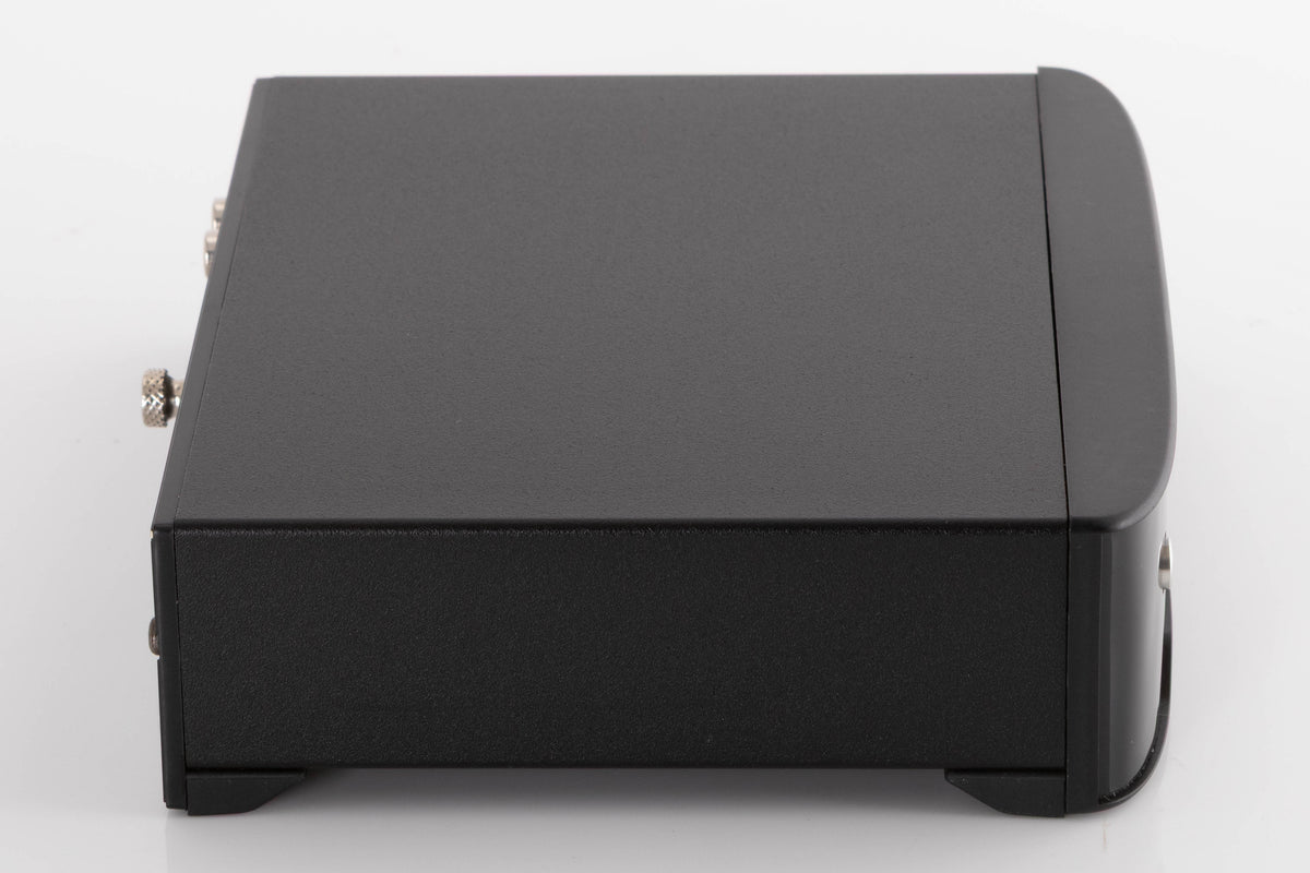 Left side view of a used Rega FONO MM Phonostage in a Black finish