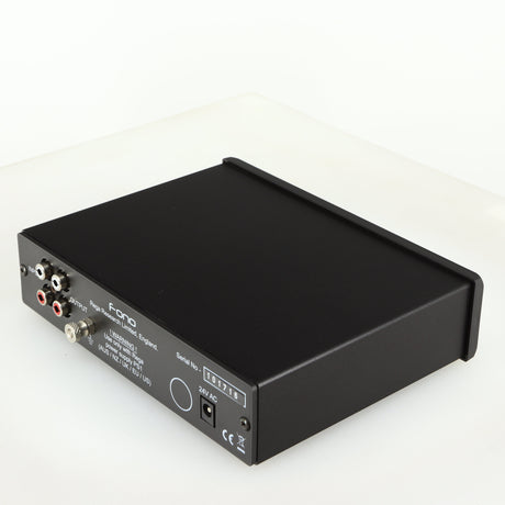Rear left angle of a used Rega FONO MM Phonostage in a black finish