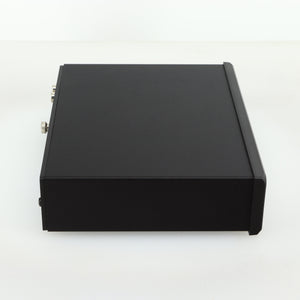 Left side view of a used Rega FONO MM Phonostage with a black finish