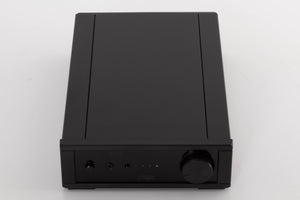Top of a used Rega IO Integrated Amplifier in a Black finish