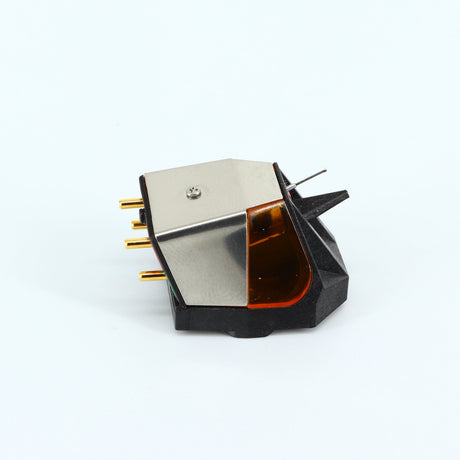 Left side view of a used Rega ND9 Moving Magnet Cartridge in a silver finish