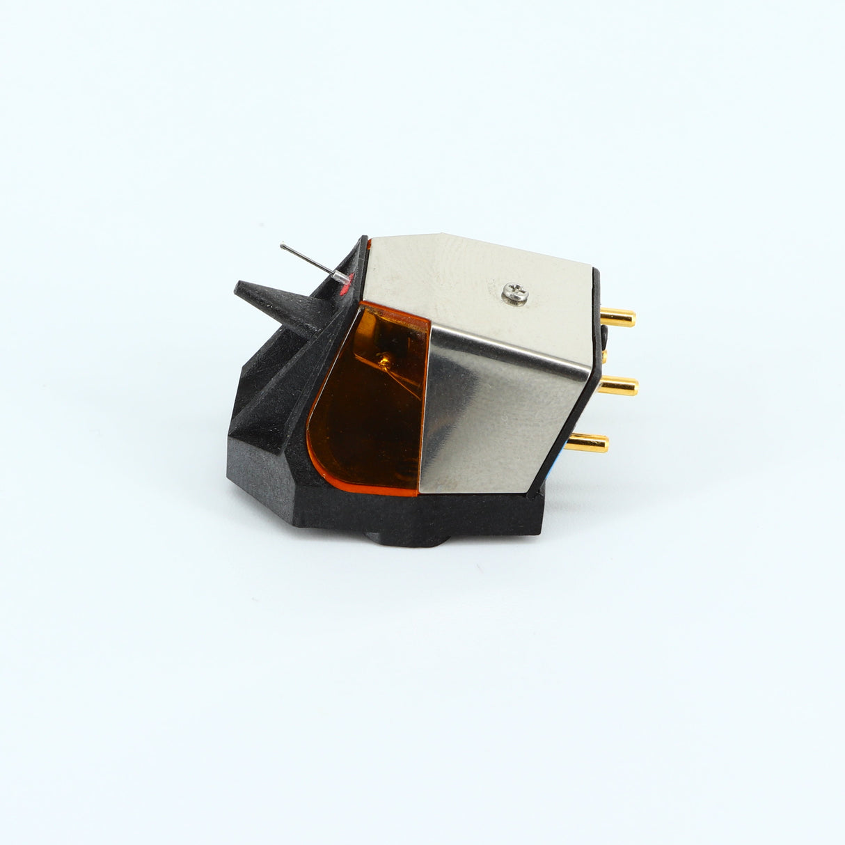Right side view of a used Rega ND9 Moving Magnet Cartridge in a silver finish