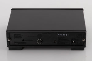 Rear view of a used Rega NEO Turntable Power Supply in a Black finish showing Power Input