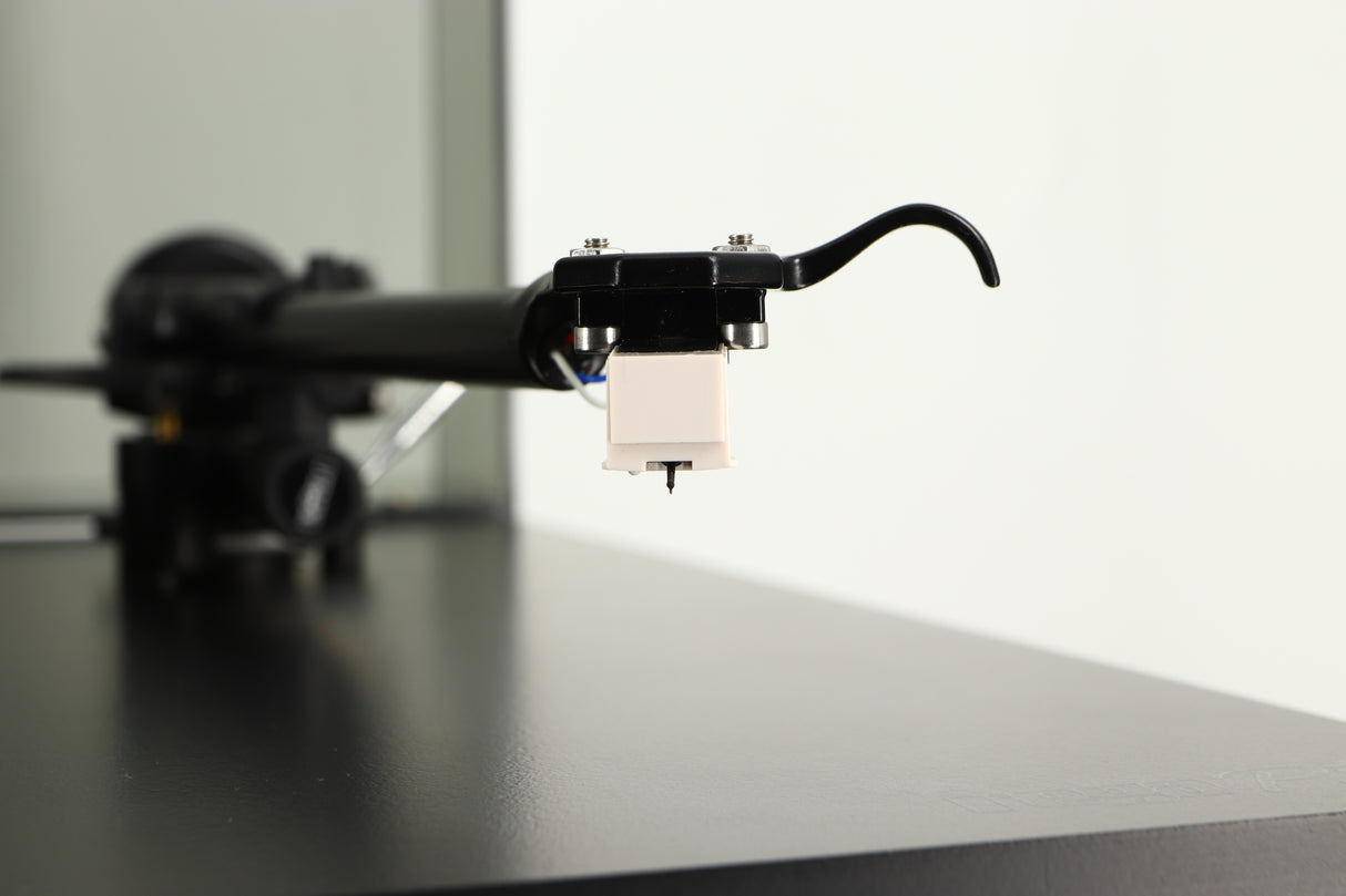 Close up view of a used Rega P3 Turntable in Black finish