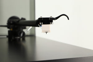 Close up view of a used Rega P3 Turntable in Black finish