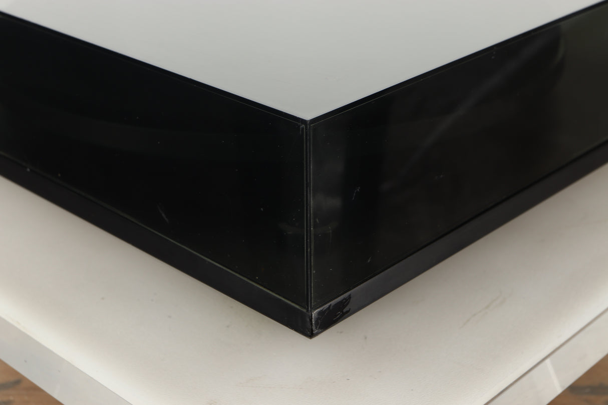 Front left corner view of a used Rega P3 Turntable in Black finish