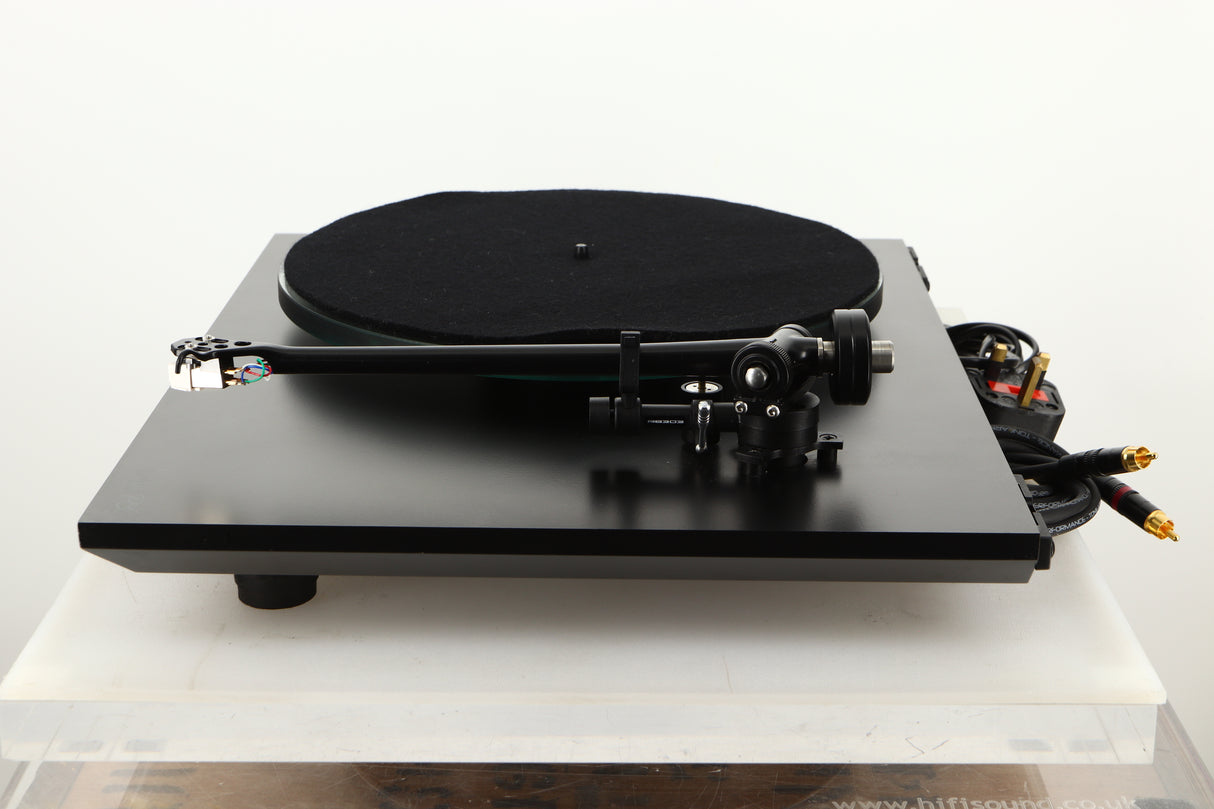 Side view of a used Rega P3 Turntable in Black finish