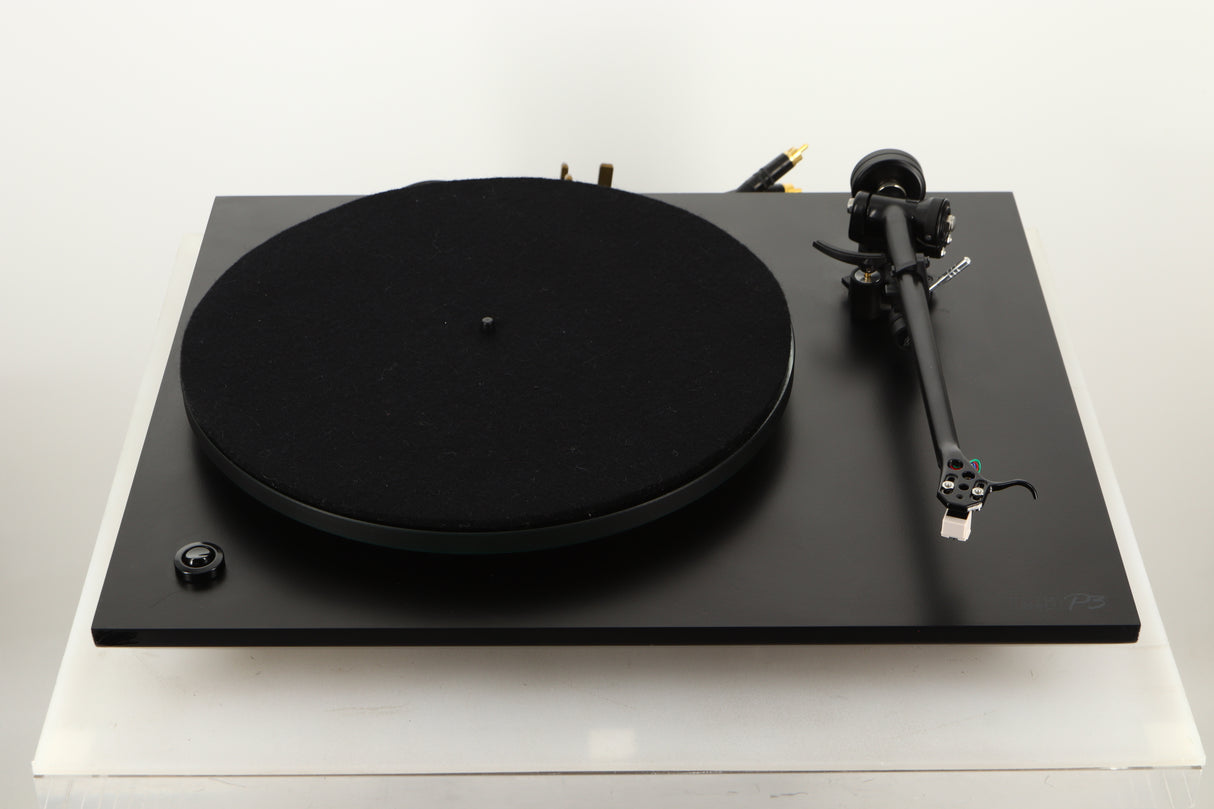 Top view of a used Rega P3 Turntable in Black finish