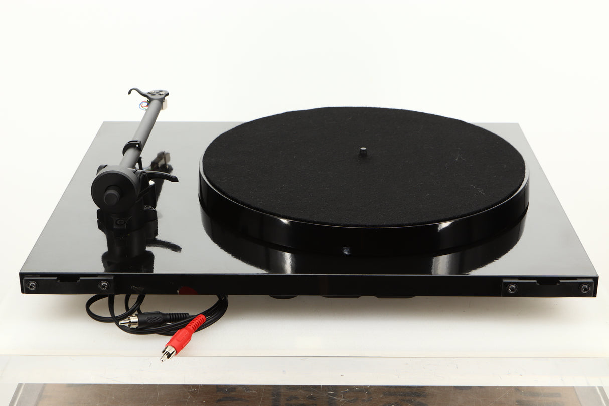 Rear view of a used Rega Planar 1 ECO Turntable in Black Gloss finish