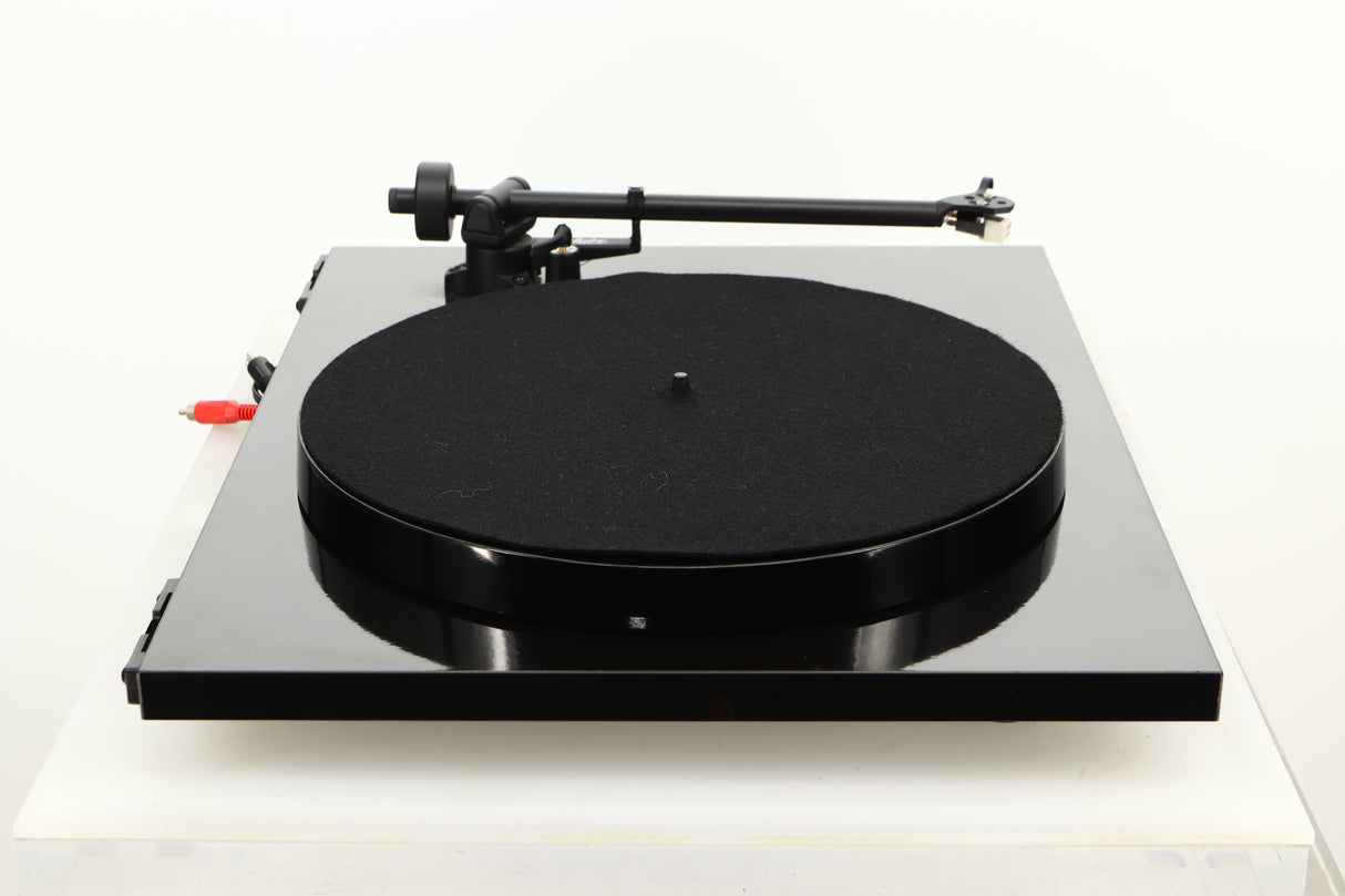 Side view of a used Rega Planar 1 ECO Turntable in Black Gloss finish