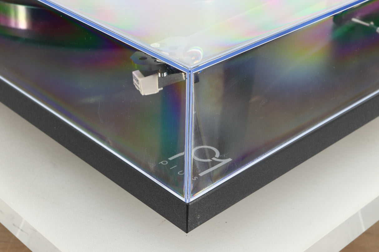 Front right corner view of a used Rega Planar 1 Plus Turntable in Matt Black 