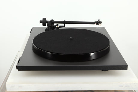 Side view of a used Rega Planar 1 Plus Turntable in Matt Black 