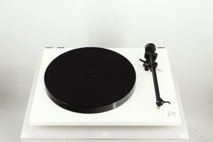 Front view of a used Rega Planar 1 Plus Turntable in a white finish