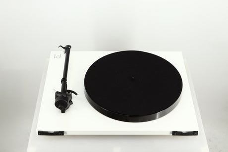Rear view of a used Rega Planar 1 Plus Turntable in a white finish