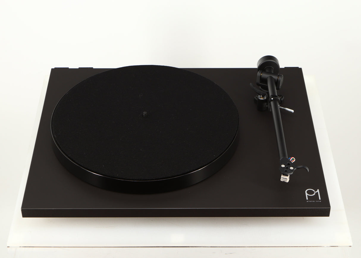 Front view of a used Rega Planar 1 Turntable in a matt black finish