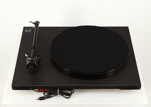 Rear view of a used Rega Planar 1 Turntable in a matt black finish