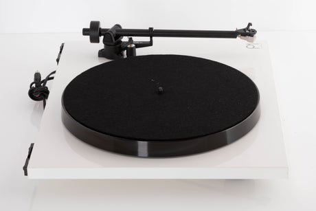 Left side view of a used Rega Planar 1 Turntable in a White finish