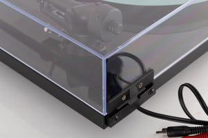 Rear right corner of a used Rega Planar 2 Turntable in a Black finish