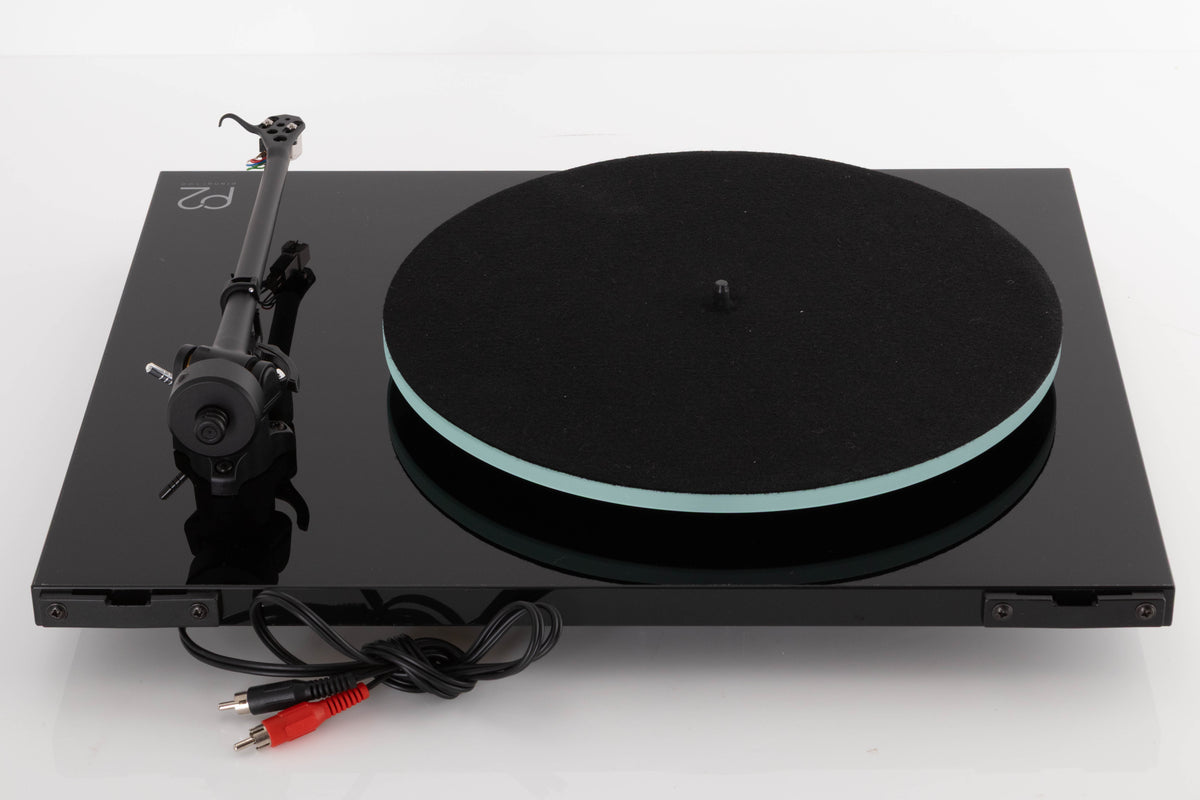 Rear view of a used Rega Planar 2 Turntable in a Black finish