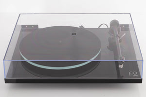 Top of a used Rega Planar 2 Turntable in a Black finish