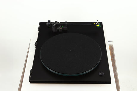Left side view of a used Rega Planar 2 Turntable / 24V Upgraded / Exact Cartridge in a black finish 