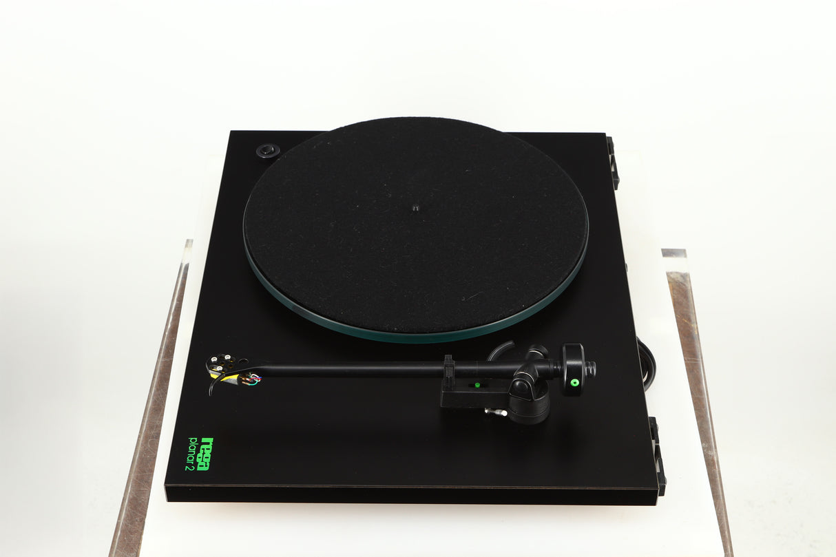 Right side view of a used Rega Planar 2 Turntable / 24V Upgraded / Exact Cartridge in a black finish 