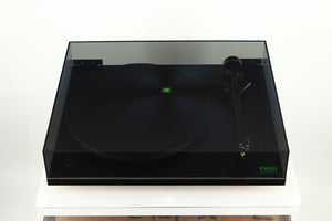 Top view of a used Rega Planar 2 Turntable / 24V Upgraded / Exact Cartridge in a black finish 