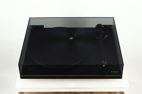 Top view of a used Rega Planar 2 Turntable / 24V Upgraded / Exact Cartridge in a black finish 