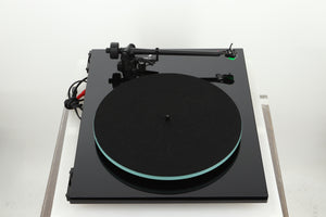 Left side view of a used Rega Planar 2 Turntable / AT-VM95E Cartridge in a black finish