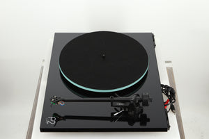 Right side view of a used Rega Planar 2 Turntable / AT-VM95E Cartridge in a black finish