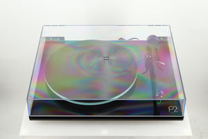 Top of a used Rega Planar 2 Turntable / AT-VM95E Cartridge in a black finish
