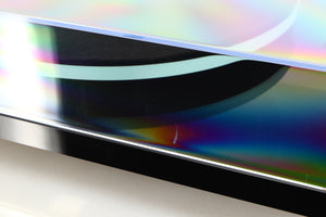 Close up of a used Rega Planar 2 Turntable / AT-VM95EN Cartridge in a black finish showing scratch on lid