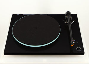 Front view of a used Rega Planar 2 Turntable / AT-VM95EN Cartridge in a black finish