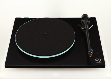 Front view of a used Rega Planar 2 Turntable / AT-VM95EN Cartridge in a black finish