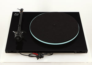 Rear view of a used Rega Planar 2 Turntable / AT-VM95EN Cartridge in a black finish