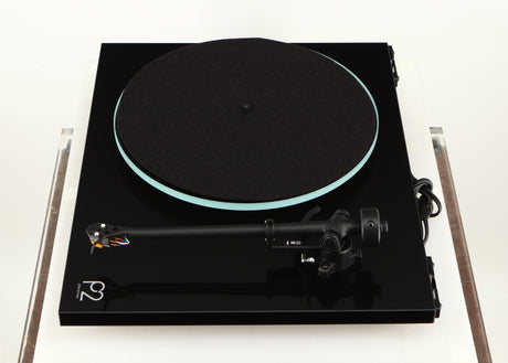 Right side view of a used Rega Planar 2 Turntable / AT-VM95EN Cartridge in a black finish