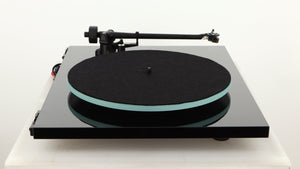 Left side view of a used Rega Planar 2 Turntable / AT-VM95SH Cartridge in a black finish