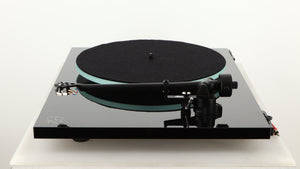 Right side view of a used Rega Planar 2 Turntable / AT-VM95SH Cartridge in a black finish