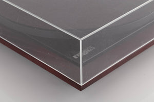 Front left corner view of a used Rega Planar 25 Turntable in Black with Elys Cartridge