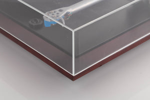 Front right corner view of a used Rega Planar 25 Turntable in Black with Elys Cartridge