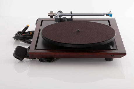 Side view of a used Rega Planar 25 Turntable in Black with Elys Cartridge