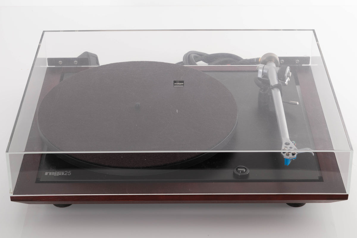 Top view of a used Rega Planar 25 Turntable in Black with Elys Cartridge