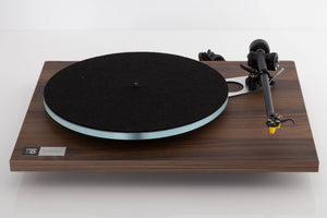Front view of a used Rega Planar 3 50th Anniversary Turntable in a Walnut finish