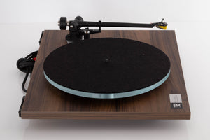 Left side view of a used Rega Planar 3 50th Anniversary Turntable in a Walnut finish